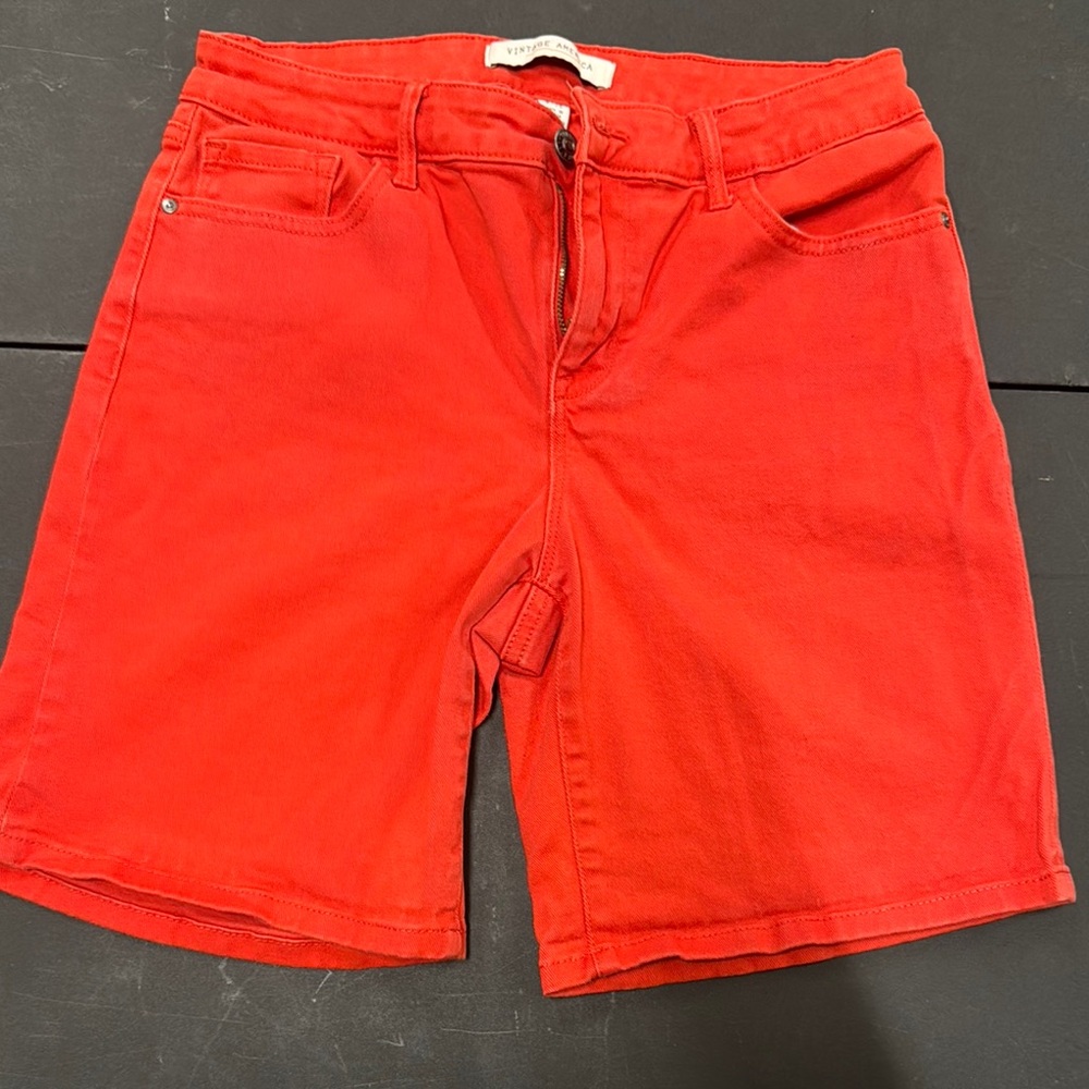 Vintage America Red Jean Shorts Mid-Length